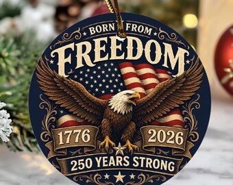 Patriotic Liberty Anniversary Gift, 1776-2026 Eagle Celebrating America Ceramic Ornament, Christmas Tree Decor Ceramic Ornament