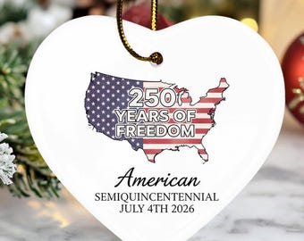 1776-2026 Liberty Anniversary Gift, America Patriotic Celebration Christmas Tree Decor, Ceramic Ornament