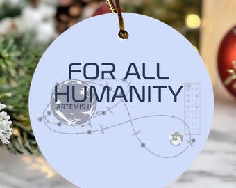 Back To The Moon Keepsake Christmas Tree Decor, Artemis For All Humanity Tech Style Ceramic Ornament