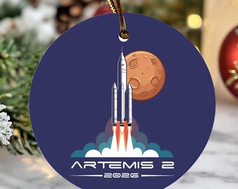 Back To The Moon 2026 Keepsake Christmas Tree Decor, Artemis Launching Day Tribute Ceramic Ornament