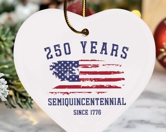 1776-2026 Liberty Anniversary Gift, Patriotic American Flag Celebration Christmas Tree Decor, Ceramic Ornament