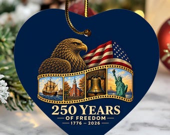USA Liberty Anniversary Gift, 1776-2026 Patriotic America Eagle Ceramic Ornament, Christmas Tree Decor Ceramic Ornament