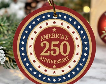 1776-2026 USA Patriotic Gift, America Anniversary Commemorative Christmas Tree Decor Ceramic Ornament