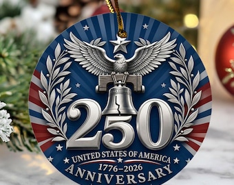 2026 Patriotic USA Keepsake, History Buff Celebration Gift, 250th Anniversary Commemorative Liberty Bell Ornament