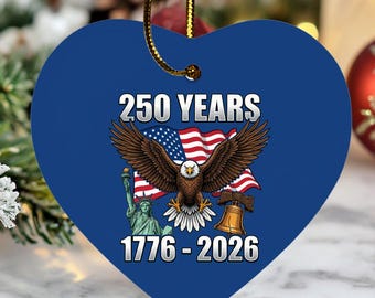 1776-2026 Freedom Anniversary Gift, America Patriotic Celebration Ceramic Ornament, Christmas Tree Decor Ceramic Ornament