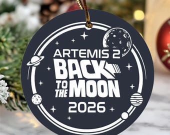 Lunar Flyby 2026 Keepsake, Artemis Back To The Moon Animated Christmas Tree Decor, Iconic Ceramic Ornament