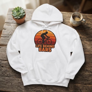 Fahrrad Hoodie, 50 % Baumwolle, S–5XL | Life Behind Bars Motiv