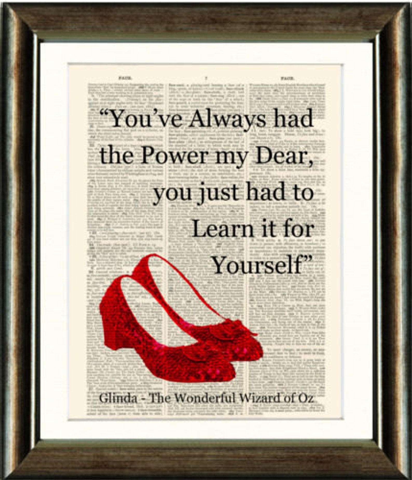 Ruby Slippers/wizard of Oz Heart Quote Vintage Book Page Etsy