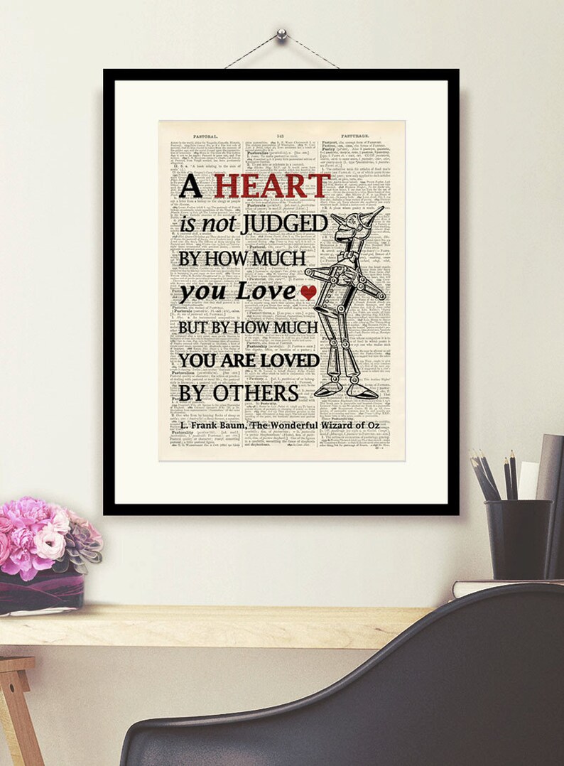 Wizard of Oz Tin Man Heart Quote Vintage Book Page Print Etsy