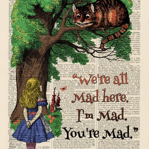 Alice in Wonderland Alice and the Cheshire Cat Upcycled Book - Etsy