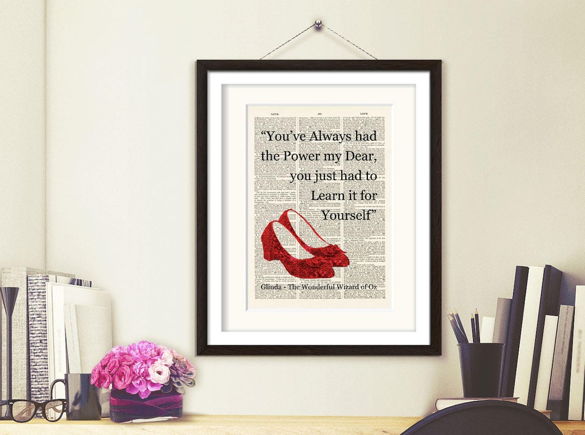 Ruby Slippers/wizard of Oz Heart Quote Vintage Book Page Etsy