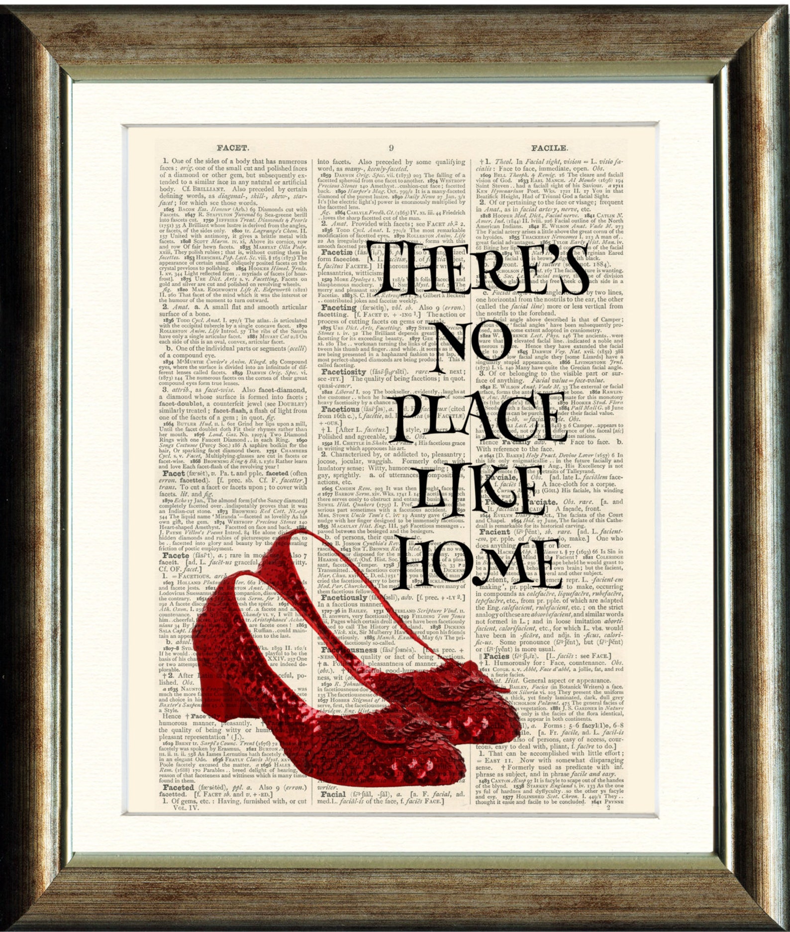 Ruby Slippers/Wizard of Oz vintage book page print image on | Etsy
