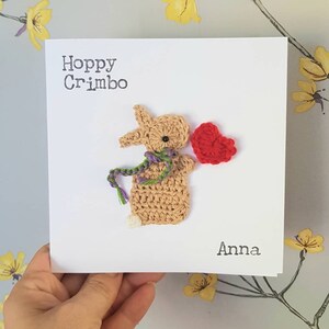 Tarjeta de Navidad de conejito hecha a mano personalizada, tarjeta de Navidad peculiar, tarjeta de Navidad para niños, primera tarjeta de Navidad del bebé, tarjeta de San Valentín de conejito