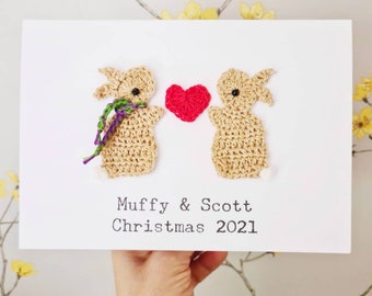 Tarjeta de Navidad personalizada, tarjeta de conejito de Navidad, tarjeta de Navidad de parejas, tarjeta de Navidad del marido, tarjeta de Navidad de la esposa, mamá y papá
