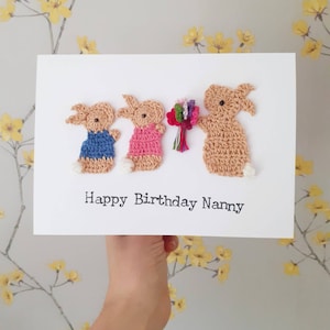 Personalisierte handgemachte Muttertagskarte, Mama Geburtstagskarte, süße Kaninchen Karte, Nanny Geburtstagskarte, Oma Geburtstagskarte, Tochter Karte