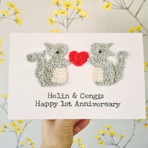 Carte de Saint-Valentin d’écureuil faite à la main personnalisée, carte d’anniversaire spéciale, carte de Saint-Valentin personnalisée, carte d’amour d’écureuil, carte de mariage d’écureuil