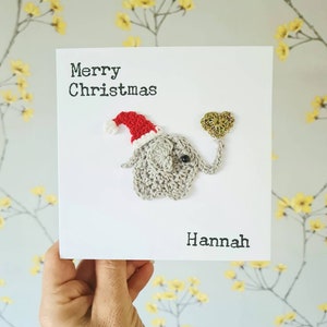 Personalisierte handgemachte Elefant Weihnachtskarte, spezielle Weihnachtskarte, Elefant Santa Karte, Kinder Weihnachtskarte, Babys erste Weihnachtskarte