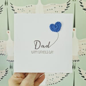 Tarjeta de cumpleaños para papá hecha a mano, tarjeta de crochet para el Día del Padre, tarjeta de felicitación para papá, tarjeta de cumpleaños especial para papá, tarjeta de crochet con forma de corazón.