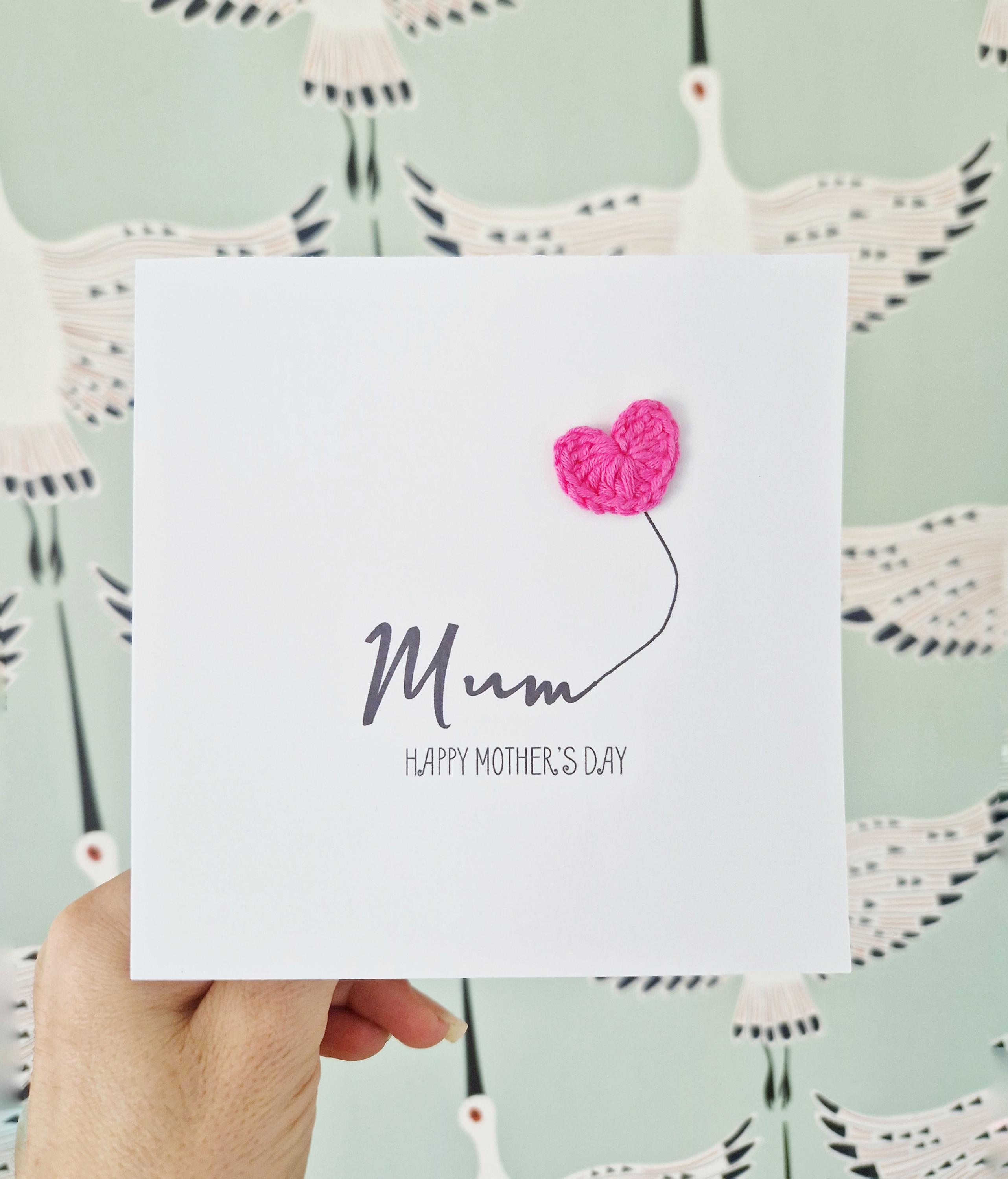 Handmade Mum Birthday Card, Mothers Day Crochet Card, Mothering Sunday ...