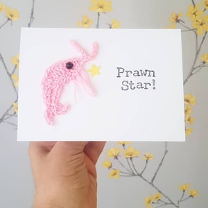 Carte d'anniversaire fait main au crochet de crevettes, carte d'anniversaire d'un ami, carte de Saint-Valentin crevettes, carte d'anniversaire originale, carte d'anniversaire personnalisée, amateurs de crevettes