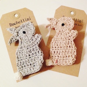 Handmade Crochet Bunny Rabbit Brooch Pin, Cute Fashion Accessories, Kitsch Accessories , Bunny Brooch, Bunny Accessories, Fashion Brooch