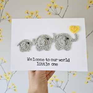 Carte bébé éléphant personnalisée faite à la main, nouvelle carte bébé, carte nouveau petit-enfant, carte bébé personnalisée, carte bébé éléphant, carte bébé spéciale