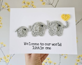 Handgemachte personalisierte Babykarte, Neue Babykarte, neue Enkelkarte, personalisierte Babykarte, Elefant Babykarte, Besondere Babykarte