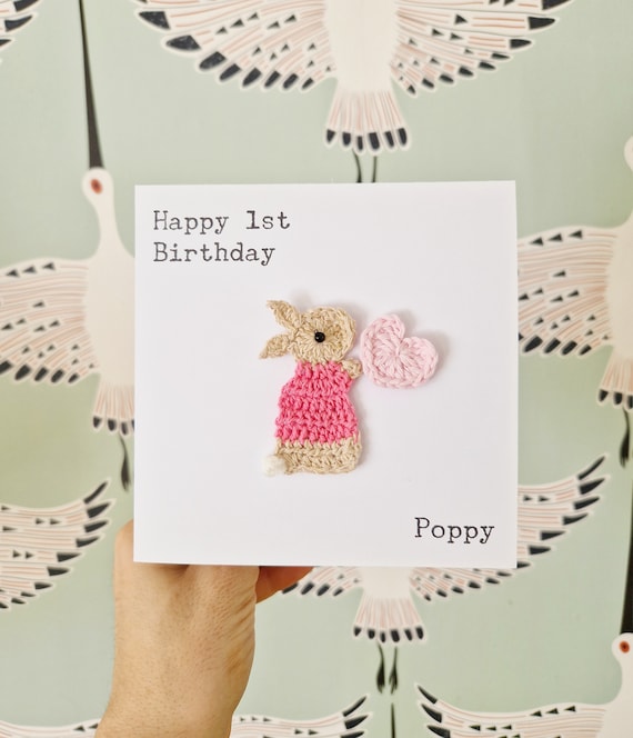 Personalised Handmade Bunny Christening Card, Peter Rabbit Inspired New Baby Card, Baby Girl Card, Bunny Birthday Card, Kids Birthday Card,