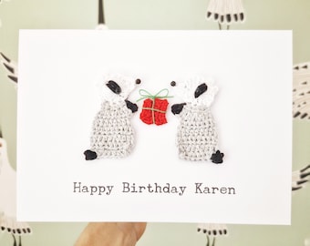 Tarjeta de cumpleaños de tejón personalizada hecha a mano, tarjeta de Navidad para parejas, tarjeta de Navidad de mamá y papá, tarjeta de amantes del tejón, tarjeta de aniversario de tejón