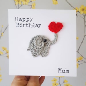 Handmade Personalised Elephant Birthday Card, Elephant Anniversary Card, Special Friend Card, Valentine Elephant Card, Mother's Day Card