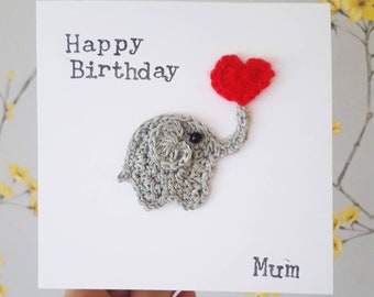 Handmade Personalised Elephant Birthday Card, Elephant Anniversary Card, Special Friend Card, Valentine Elephant Card, Mother&#39;s Day Card