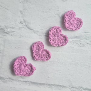 Coeurs au Crochet faits à la main, Appliques de coeur, Coeurs de Crochet lilas, Embellissements artisanaux, Fournitures de couture, Scrapbooking, Fournitures de fabrication de cartes