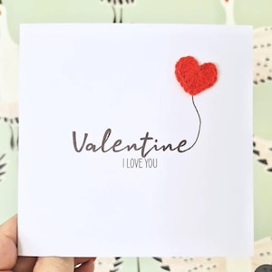 Carte de Saint-Valentin coeur au crochet fait main, carte de Saint-Valentin classique simple
