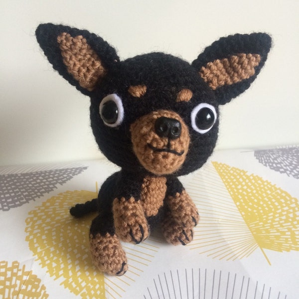Crochet Chihuahua Dog with Bone & Bowl, Handmade Toy, Chihuahua Gift, Dog Gift, Chihuahua Plushie, Dog Lovers Gift