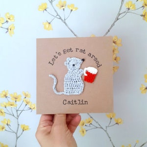 Rat & Beer Greeting Card Personalised Rat Card, Dad Birthday Card, Beer lovers card, Father&#39;s Day Card, Rat Lovers Card, Best Mate Card