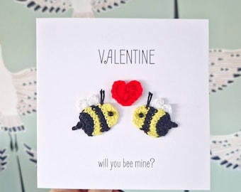 Gepersonaliseerde handgemaakte Bee Valentijnskaart, eigenzinnige Bee Card, aangepaste Valentijnskaart, Bee Anniversary Card, Bee Lovers Card