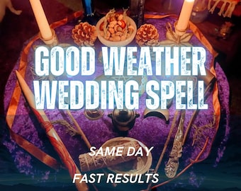 Hochzeitszauber für gutes Wetter, personalisiertes spirituelles Ritual für Segen am Hochzeitstag, klarer Himmel, ruhige Energie, positive Atmosphäre und Glück