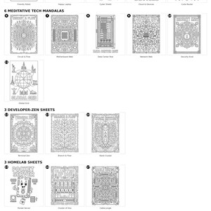 20 Tech Coloring Pages, 5 Easy Kids Pages and 15 Intricate Adult Pages, Coding Cyber Homelab AI Printable PDF