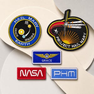 Project Hail Mary Embroidered Patch Set, Sci-Fi Space Mission Badges (4 Inch)