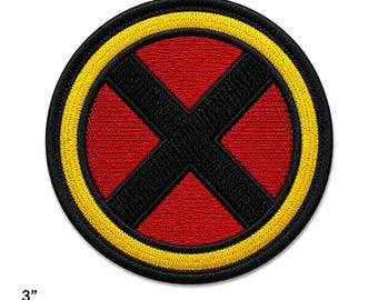 X-Men Style Embroidered Patch, Comic Fan Jacket Applique, Red Yellow Black Emblem