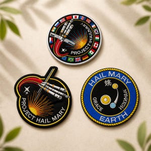 Project Hail Mary Embroidered Patch Set, Sci-Fi PHM Mission Badges (3-Pack)