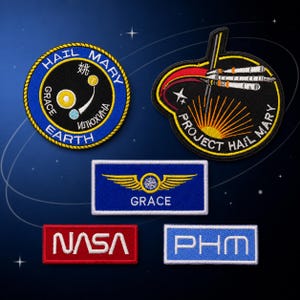 Project Hail Mary Embroidered Patch Set, Sci-Fi Space Mission Badges (4 Inch)