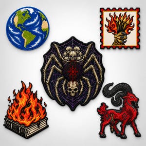 Conjunto de parches de Carl de Dungeon Crawler, diseños de fantasía bordados (colección de 5 piezas)