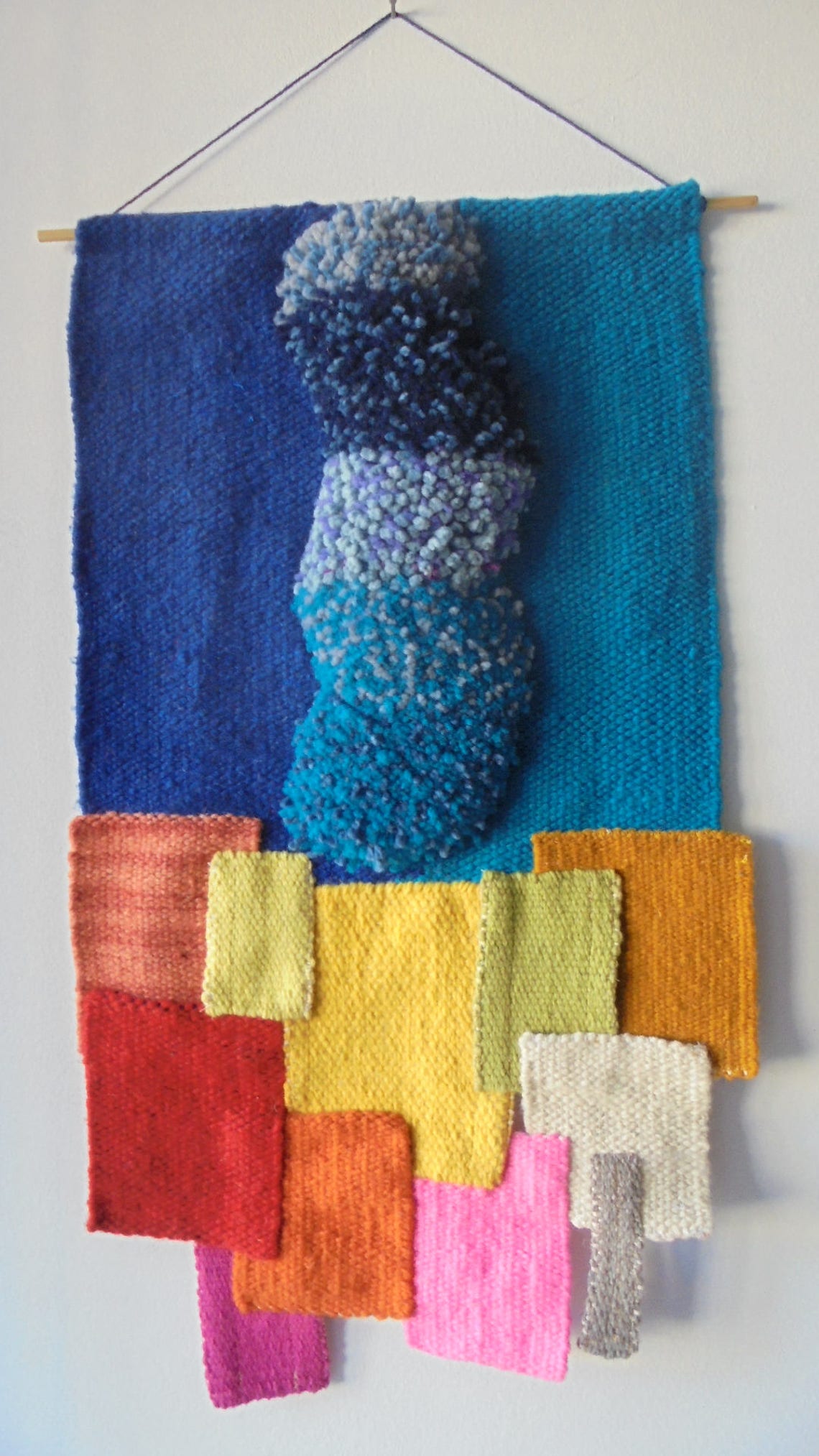 Woowen Tapestry, Fiber Art Wall Hanging, BLUE Etsy