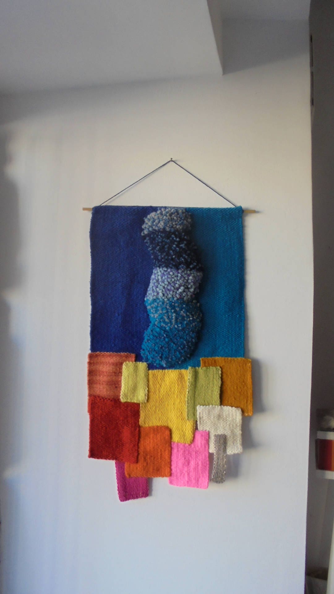 Woowen Tapestry, Fiber Art Wall Hanging, BLUE Etsy