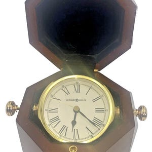 Howard Miller Octagon Wood Desk Clock Hidden Storage Box Mantel Clock