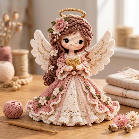 Crochet Angel Doll Pattern, Guardian Angel Amigurumi, Angel Doll PDF, Crochet Wings & Dress, Digital Download