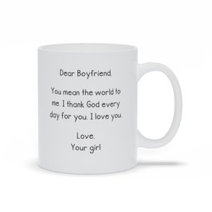 Queridas canecas de namorado, caneca fofa com carta de amor para namorado, melhor presente de aniversário para ele, canecas de presente de aniversário de namorado, canecas de café de namorado