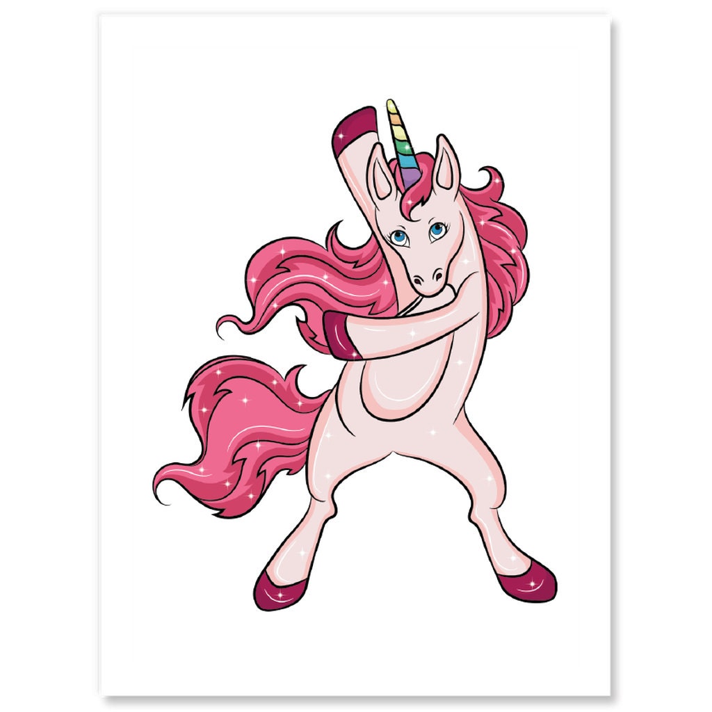 Dancing Unicorn 2 Kiss Cut Stickers Cute Dancing Unicorn Etsy