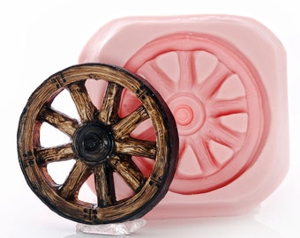 Silicone Wagon Wheel Mold Flexible Food Safe Western Wagon Wheel Mould - Fondant, Candy, Craft, Resin, Polymer Clay Mold (962)